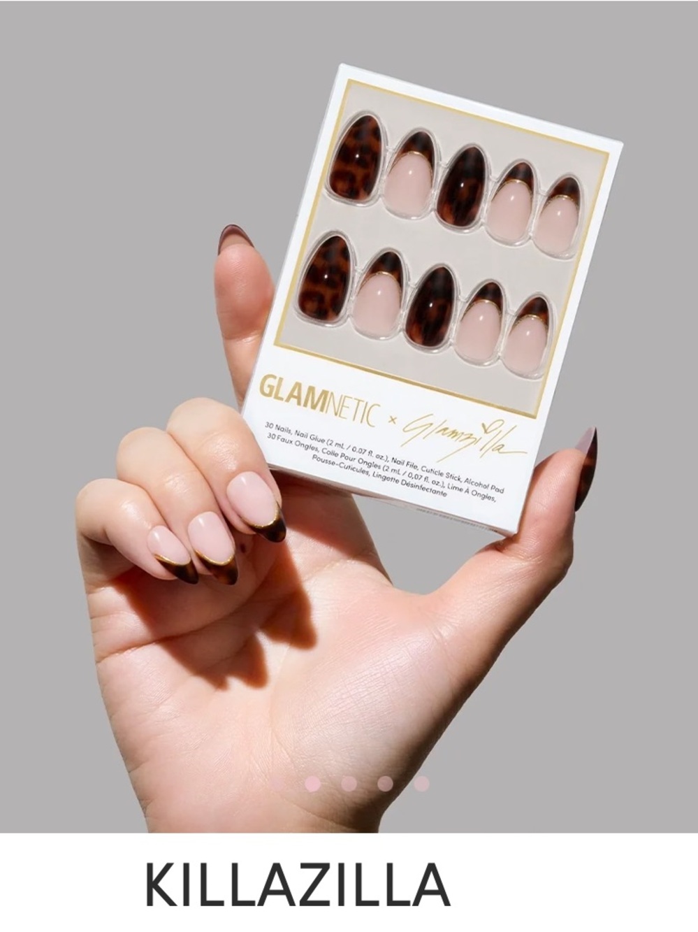 Glamnetic Killazilla Nude & Tortoise/Tortoise TipsPress-On Nails Short Almond